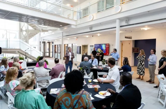 School of Business Dean Paul Schwager welcomed alumni home to the College with Business and Brunch last Saturday morning during Spring Alumni Weekend. Guests enjoyed meeting the Dean and his top leaders and hearing about the many initiatives underway at the school.  #CofCMeansBusiness #Since1770